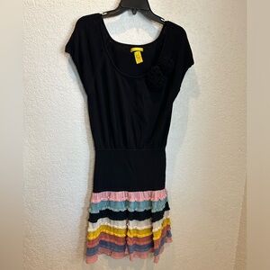 Catherine Malandrino Womens Silk Tiered A Line Dress Black Size Medium